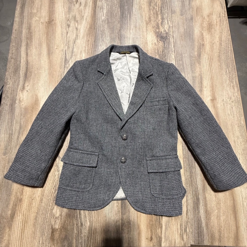 Vintage Stanley Blacker Blazer Grey Tweed Elbow Patch Dark Academia Kidcore